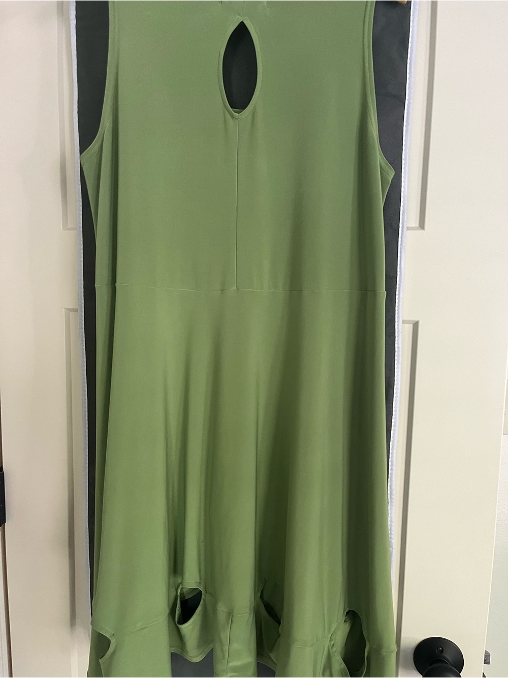 Sympli Olive Green Midi Dress with Keyhole Detail